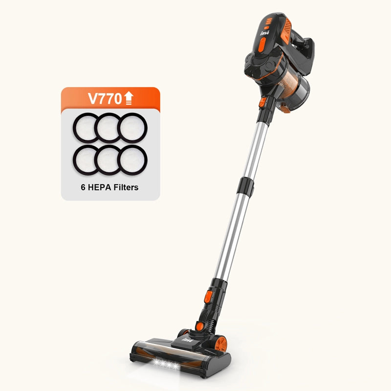 INSE V770 cordless stick vacuum under $100 orange with six filter