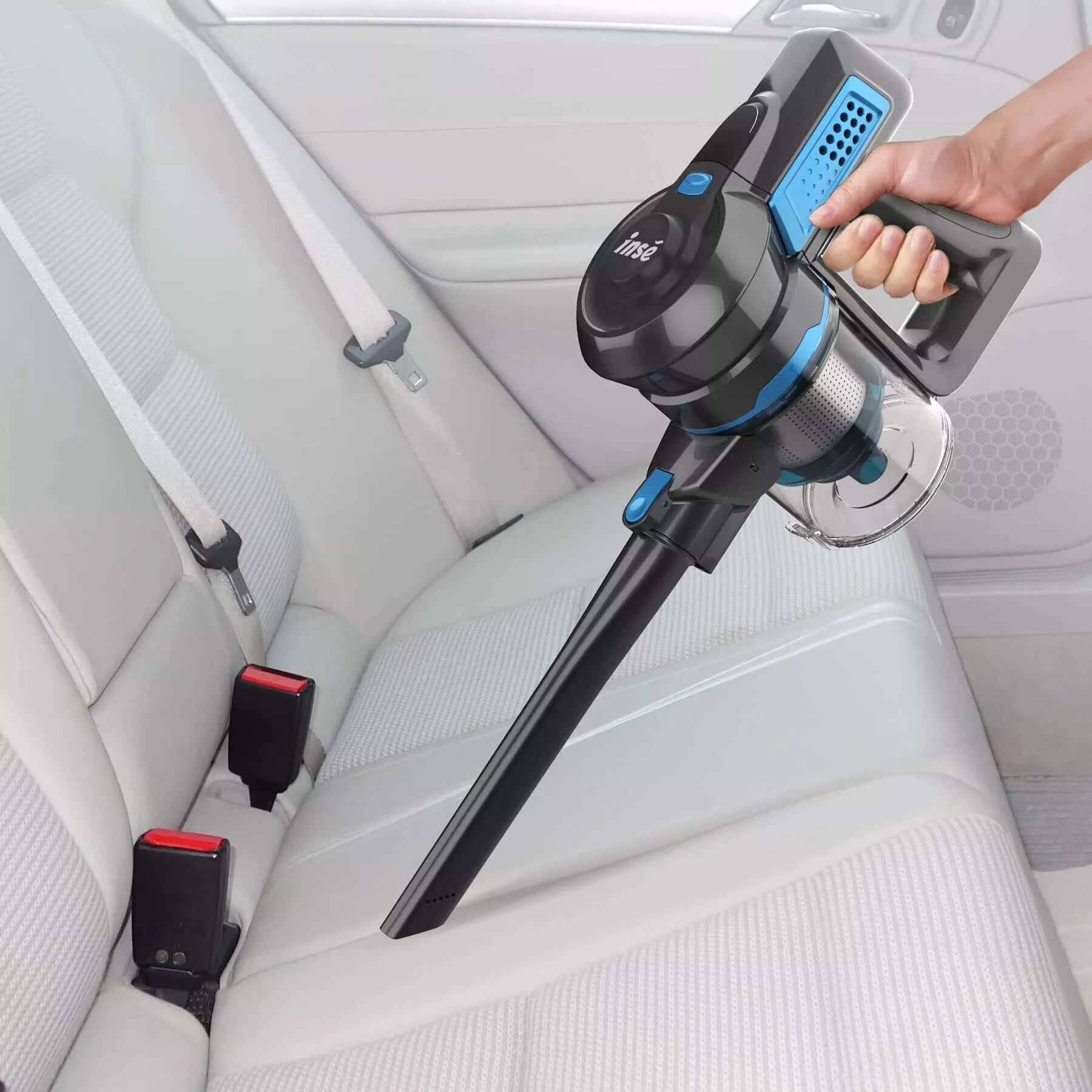 INSE N6S Rechargeable Stick Vacuum clean sofa with crevice tool-inselife.com