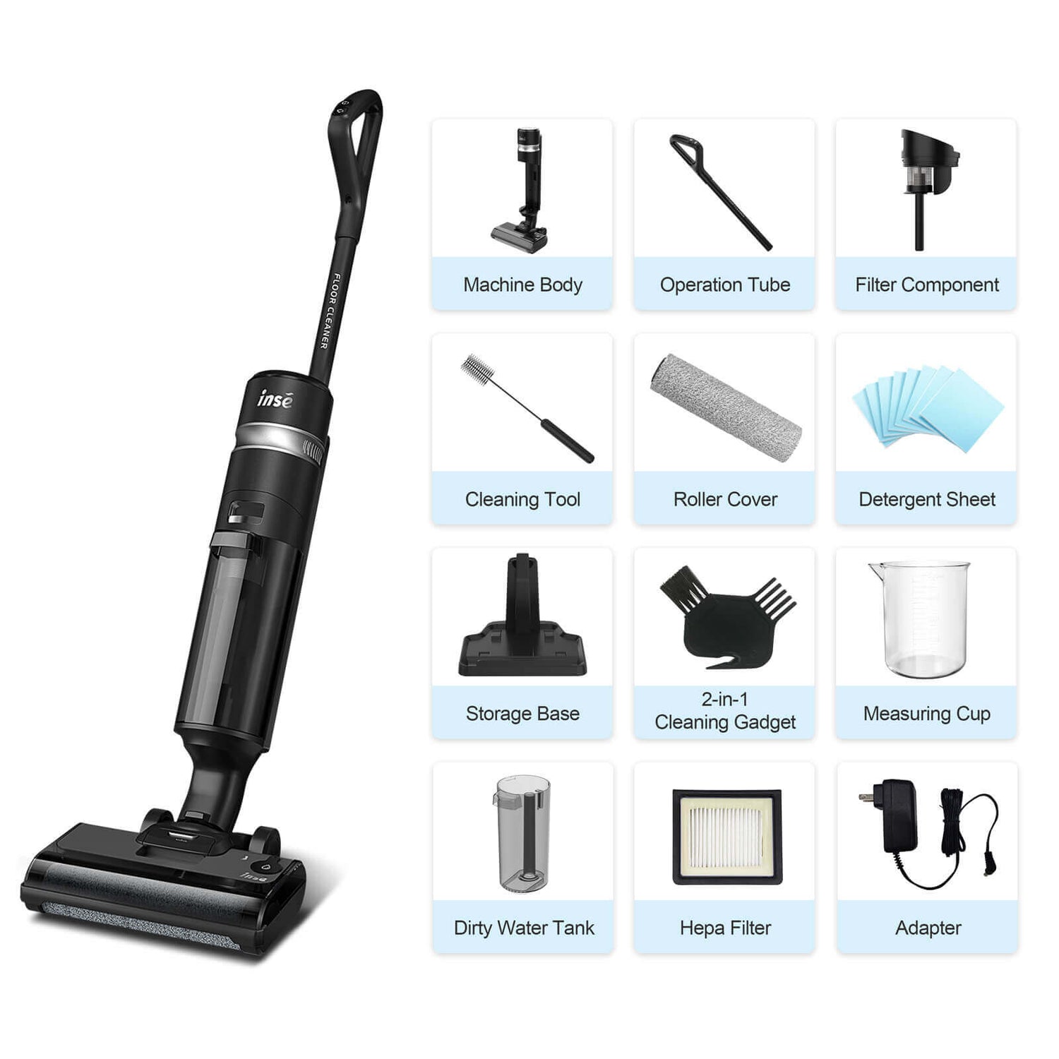 INSE W5 Cordless Wet Dry Vacuum Cleaner For Hardfloor Cleaning with all parts-inselife.com